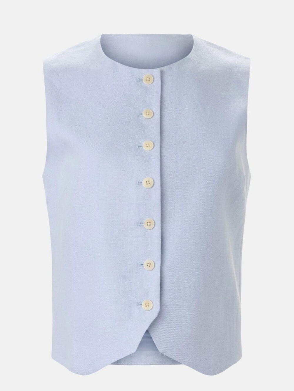Argent High-Neck Button Waistcoat Linen Tops Crew Neck
